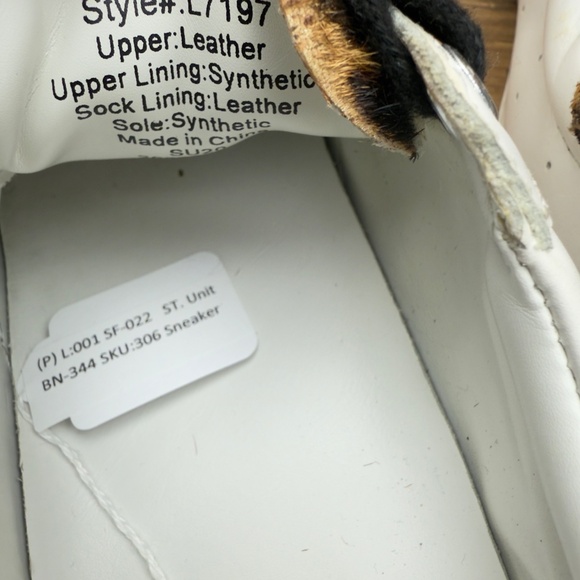 J.Crew Women’s size 7H Saturday Casual Sneakers White Leather Low Leopard - Picture 9 of 10